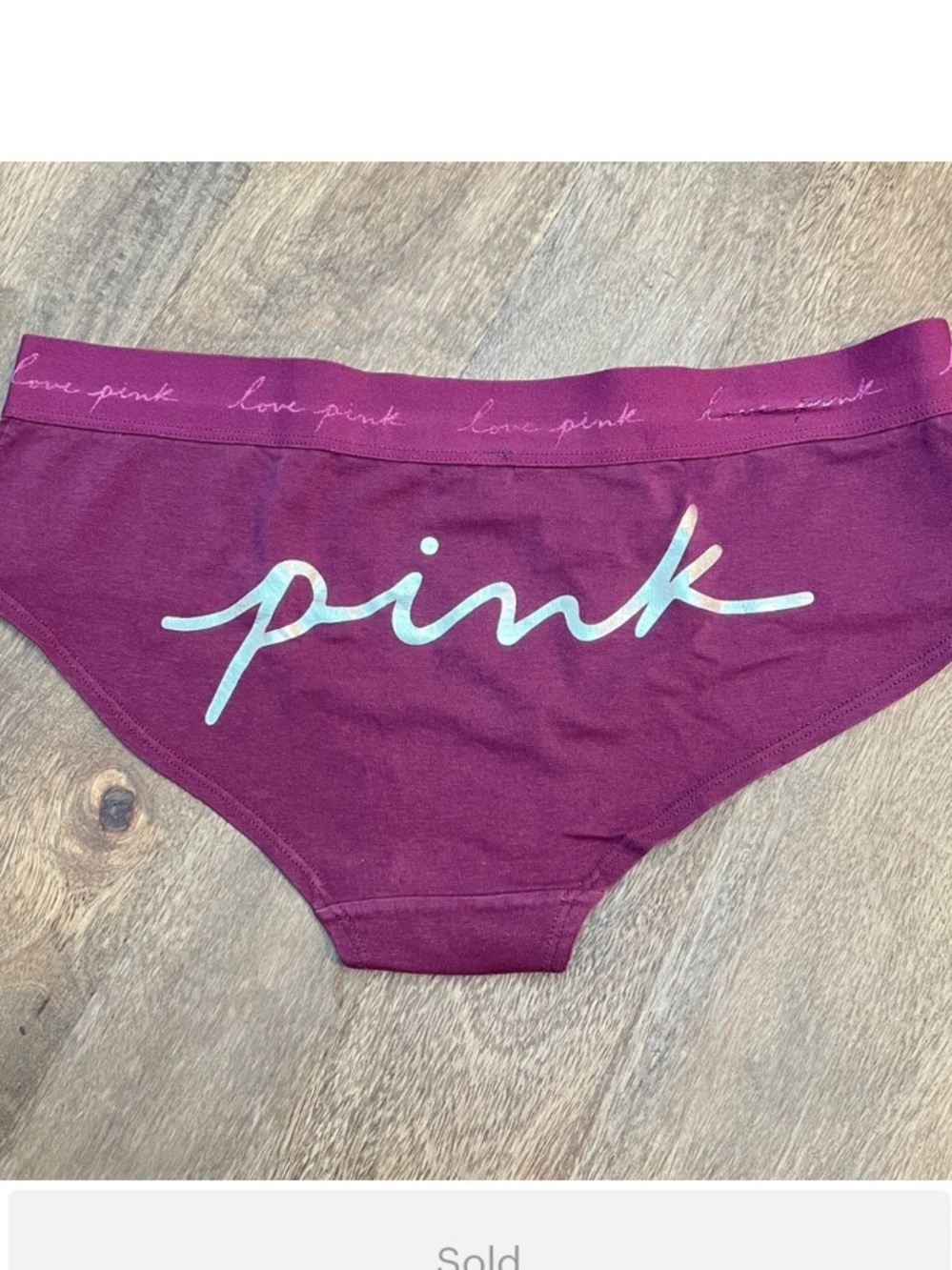 Victoria’s Secret PINK Maroon Logo Graphic Thick Logo Band Hipster VS Panties XL